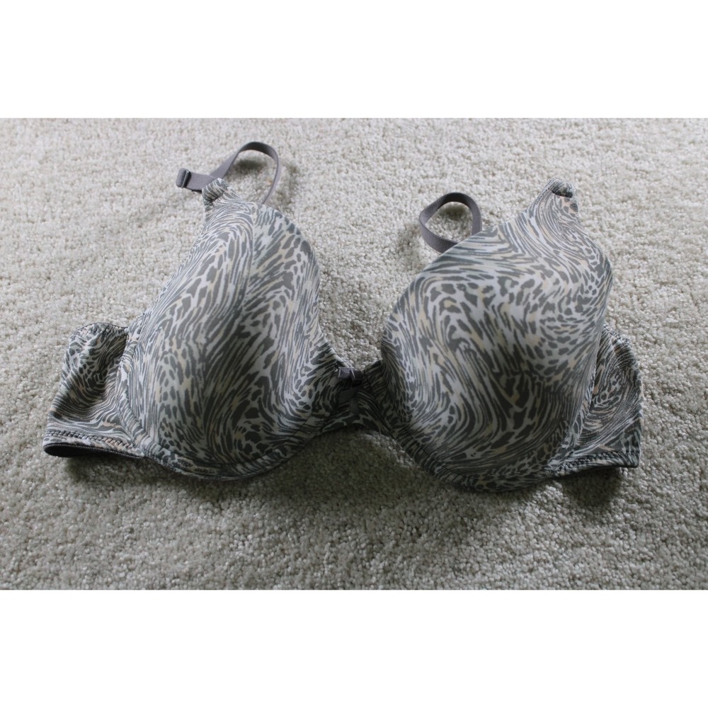 Maidenform Women's 36C Leopard Print Underwire Bra Gray Beige